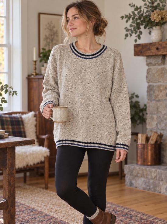 Northern Reflections Sweaters - Vintage Northern Reflections Cotton Wool Cable-Knit Sweater Made in Canada M
